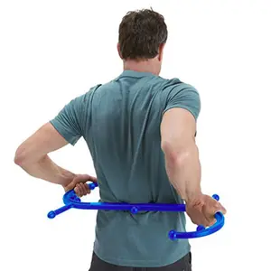 Nuevo diseño en forma de S espalda cuello hombro gatillo punto masajeador de espalda bastón gancho trasero cuerpo completo palo de masaje muscular profundo