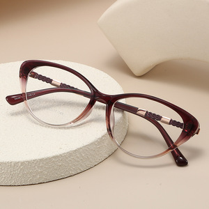 Women Cat Eye <b>Eyeglasses</b> <b>Frames</b> Full Rim Lightweight Comfortable Solid Color Fashion Glasses - Product Image 1