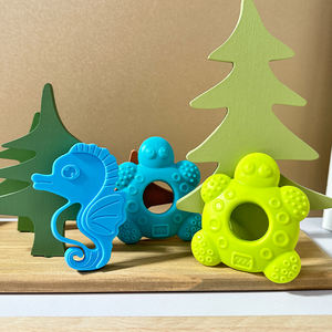 Grosir BPA gratis silikon lembut menyenangkan kartun hewan aman lem gigitan bayi mainan karet kunyah - Product Image 2