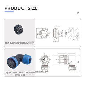 Sp28 hàng không cắm thẳng góc vuông lỗ Nam Nữ 2/3/4/5/6/7/9/10/12/14/16/19/22/24/26 pin kết nối không thấm nước - Product Image 4