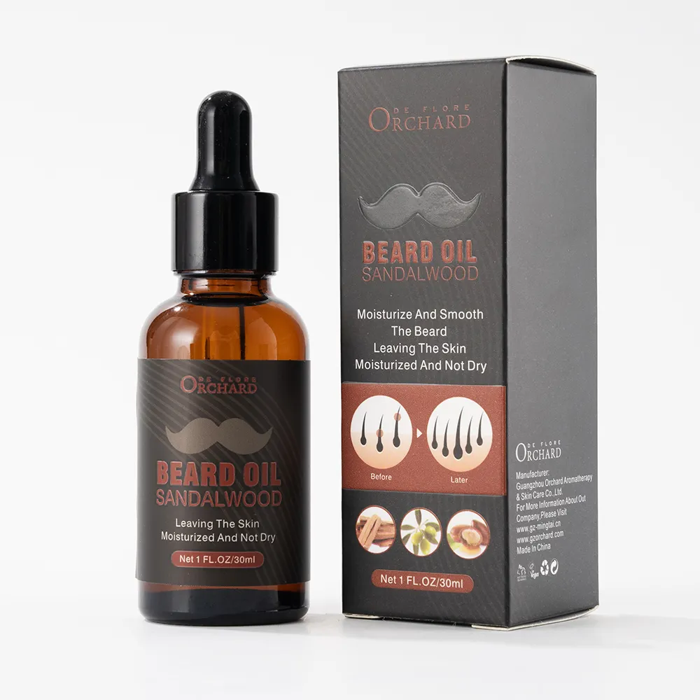 Factory Support Organic Mens Beard Essential Oil Moisturize And Smooth The Beard Sandalwood Beard Growth Oil