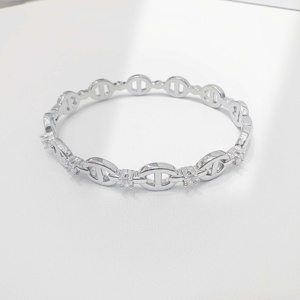 Custom Plata 925 Sterling <b>Silver</b> Geometric Classic <b>Bracelet</b> Luxury Rhinestone Inlay Everyday Gold Plated Fashion Simple <b>Bangles</b> - Product Image 2