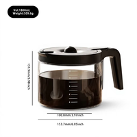 Carafe à café en verre borosilicate ISO 9001 FDA 1,8 L 12 tasses, base de 153,7 mm, compatible Keurig K DUO 5100, vente en gros