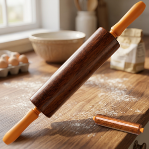 Rouleau à pâtisserie traditionnel commercial grand format, écologique, en bois de Merbau Intsia Bijuga naturel, motif arbre - Product Image 2