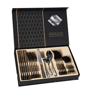 24pcs cutlery set luxury high quality gold silverware set stainless steel flatware