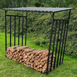 Support à <span class=keywords><strong>bois</strong></span> <span class=keywords><strong>de</strong></span> <span class=keywords><strong>chauffage</strong></span> à 2 niveaux, double rangement, en acier robuste, pour foyer extérieur et patio - Product Image 3