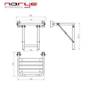 Stainless Steel <b>Folding</b> Bath <b>Stool</b> Wall Mounted For Elderly Shower Room Customizable - Product Image 4