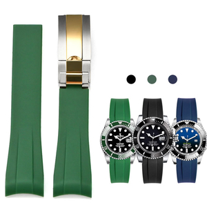 Correa de Reloj de Caucho Premium con Hebilla Plegable de <span class=keywords><strong>Acero</strong></span> Inoxidable para Rolex 21mm, Correas de Reloj con Logotipo Personalizado - Product Image 6