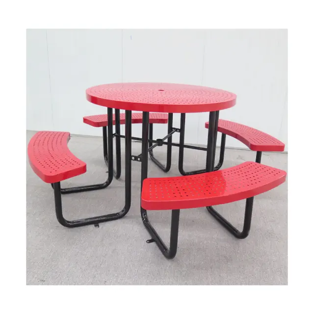 Хит продаж, уличная мебель, чугунный красный открытый круглый стол, круглый Ресторан, столы и стулья, садовый патио, стол для пикника, набор