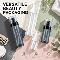 Flacon pulvérisateur de voyage transparent noir à pompe, personnalisable, réutilisable, rechargeable, à fine brume, pour lotion hydratante pour le visage, PET, 100 pièces