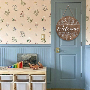 Panneaux suspendus disponibles, panneau de bienvenue rond décoratif en bois, décoration de porte d'entrée, décoration murale de ferme, porte-manteau mural. - Product Image 4