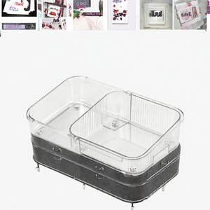 Transparent PET Modern Foldable Rotating Organizer <b>Bin</b> <b>Rectangle</b> Storage Container 1-3L Capacity 45x27x11cm Dimensions for - Product Image 2