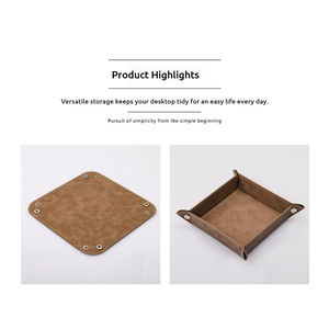 Plateau à dés carré pliable en similicuir, minimaliste et portable, organisateur <span class=keywords><strong>de</strong></span> bijoux, rangement pour jeux <span class=keywords><strong>de</strong></span> société, clés, téléphone, lunettes <span class=keywords><strong>de</strong></span> soleil - Product Image 6