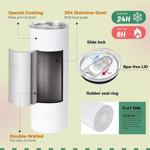 Sublimation <b>Mugs</b> 20 Oz Stainless Steel Vacuum Flask Thermos Lid Straw Eco-Friendly <b>Large</b> Capacity Thermal Insulation 12-24 Hours - Product Image 4
