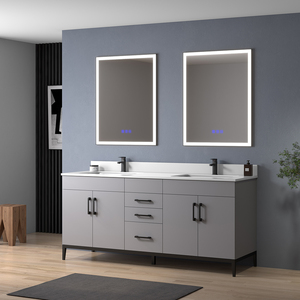 Mueble de Baño Moderno Gris de 72 Pulgadas con Espejo LED y Lavabos Dobles, Diseño Resistente al Agua, Construcción Duradera, Hecho en Vietnam - Product Image 2