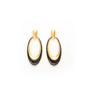 Boucles d'oreilles pendantes tendance pour femmes, en acier inoxydable 316L, plaqué or PVD, design ovale durable et résistant, pour les soirées - Product Image 1