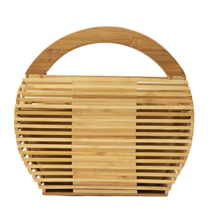 Bolso de Mano de Bambú Hecho a Mano para Mujer, Bolso de Media Luna, Estilo Vintage Boho, Bolso de Playa de Verano, Ecológico, con Diseño Calado - Product Image 1