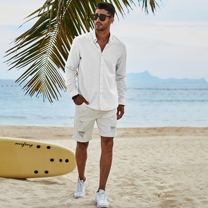 <span class=keywords><strong>Camicia</strong></span> da uomo <span class=keywords><strong>Slim</strong></span> <span class=keywords><strong>fit</strong></span> Casual di <span class=keywords><strong>lino</strong></span> di cotone, - Product Image 5