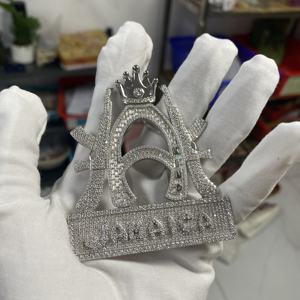 Hip Hop perhiasan mewah kustom kuningan perak Desain es keluar zirkon nama besar huruf C jimat liontin untuk pria - Product Image 4