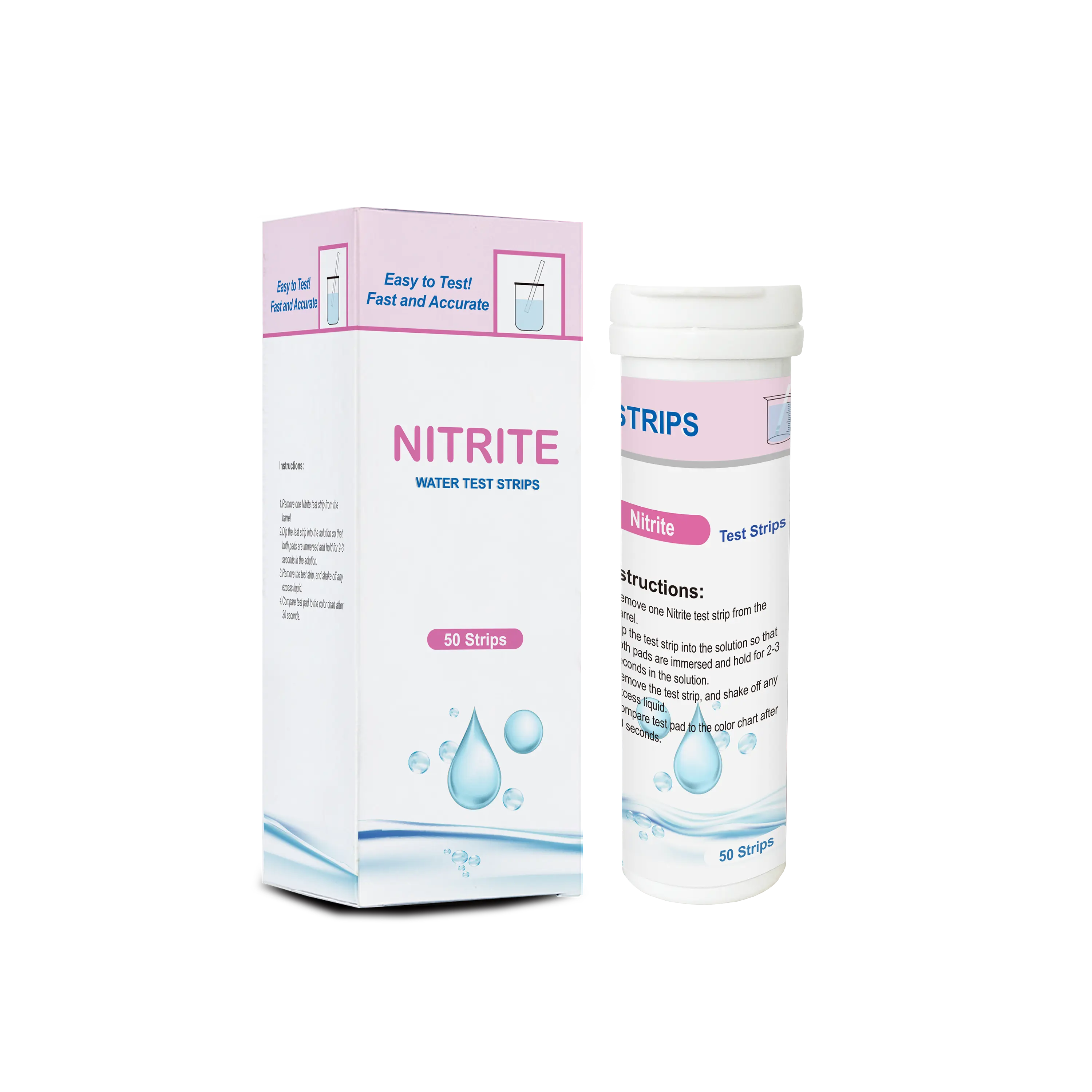 Handige Waterkwaliteit Test Strips Kit Nitriet 0-3Ppm 50 Stuks Voor Aquarium Zwembad Visvijver