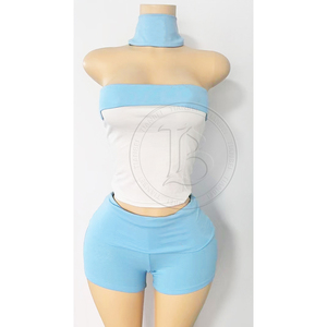 Completo Set Estivo 2026 Nuovi Arrivi Abbigliamento <span class=keywords><strong>Donna</strong></span>: Top Corto Personalizzato e Pantaloncini con Coulisse a Strisce Laterali - Tuta Sportiva Streetwear - Product Image 5