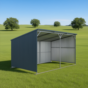 Abri pour bétail en métal galvanisé 20x12 pieds (240 pi²) avec panneaux ondulés et montage coulissant – Équipement d'élevage - Product Image 2