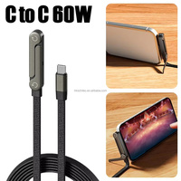Câble USB C Schitec New Design en alliage de zinc 60W 1m avec support de téléphone réglable pour téléphone portable