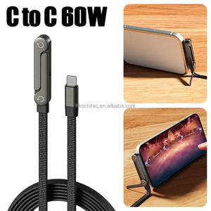 Cable USB C Schitec de nuevo diseño, aleación de zinc, 60W, 1m, con soporte ajustable para teléfono, cable de carga para teléfono móvil. - Product Image 3