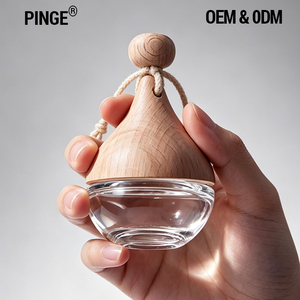 Personalised Empty <strong>Car</strong> Perfume <strong>Diffuser</strong> Bottle Glass Hanging 6 8 10 ml Frosted Gold Square with Wooden Cap - Product Image 1