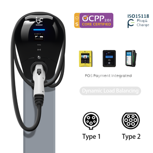 Ip55 ocpp 2.0.1 iso15118 cắm và phí năng động cân bằng tải 7kW 22Kw Mini wallbox năng lượng mặt trời EV sạc với sạc cáp - Product Image 1