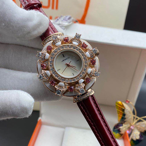 Montres à quartz luxueuses pour femmes profilées ensemble de diamants artisanat temps précis accessoires décoratifs fenêtre de cadran en cristal - Product Image 5