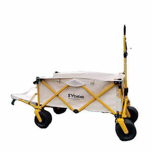 Chariot pliable à quatre roues en acier robuste avec grande capacité pour le camping en plein air, la randonnée et l'utilisation en jardin - Product Image 3