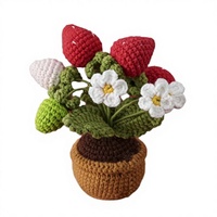 Fleur d'hortensia en laine positive faite à la main, crochet, pot de fleurs, tricot, papillon, décoration de la maison, cadeau de Pâques, cadeau de la Saint-Valentin