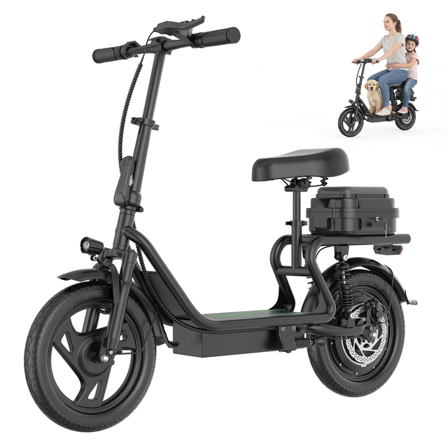 H2PRO 350W Electric Scooter Smart App 3 Modes 8.5" Solid Tyres Dual Brakes 30KM Range Adult Scooter with Seat & Basket