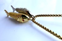 BMZ 2024 nouvelle vente chaude 18K cuivre et or blanc poisson chanceux pendentif breloques 3.5*1.5 cm