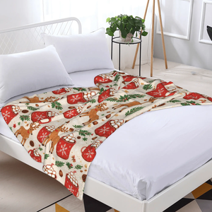Plaid en polaire personnalisé, motif rennes et chocolat chaud, 50x60 pouces, couverture en flanelle confortable pour Noël, cadeau de Noël pour la décoration de la maison et du lit - Product Image 2