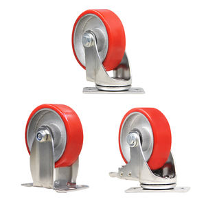 Roda média de aço inoxidável anticorrosão 304 antiferrugem do poliuretano do núcleo do ferro dos rodízios com travando o freio <span class=keywords><strong>5</strong></span> polegadas - Product Image 2