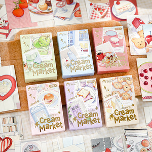 28 cartes postales par paquet, série Cream Market, décorations de journal illustrées de style coréen, souvenirs et messages pour <span class=keywords><strong>étudiant</strong></span>s - Product Image 1