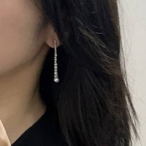 Pendientes colgantes con borlas degradadas y perlas japonesas, plata S925, joyería fina para mujer, pendientes elegantes clásicos para boda - Product Image 2