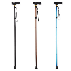 Cleye – bâton de marche pliant en alliage d'aluminium, canne télescopique réglable pour personnes âgées, support de randonnée, noir, café, bleu - Product Image 1
