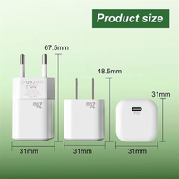 Adaptador Ice Square PD 20W Cargador Usb Tipo C Tipo-c Carga rápida UE EE. UU. Enchufe Mini Usbc Cargador de pared Cable Ladrillo Cubo