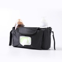 Sac organisateur de poussette pour bébé de grande capacité Porte-gobelets universels isolés Poche zippée Bandoulière antidérapante Polyester