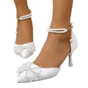 Moda eleganza cerimonia per adulti tacchi alti stile 2025 anno <span class=keywords><strong>sposa</strong></span> vuota farfalla <span class=keywords><strong>scarpe</strong></span> da <span class=keywords><strong>sposa</strong></span> con perla damigella d'onore <span class=keywords><strong>scarpe</strong></span> - Product Image 6