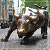Gran Estatua de Bronce del Toro de Wall Street para Jardín Exterior, Famosa Escultura de Animal Fundida a Mano de Tamaño Real