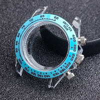 Accessoires de montre, boîtier de montre en plastique transparent de 39 mm de diamètre avec cristal acrylique, compatible avec le mouvement à quartz VK63