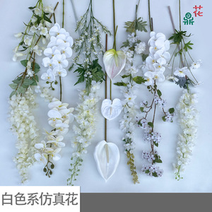 ดอกไม้ผ้าไหมสีขาว ช่อดอกไม้ผสม ตกแต่งงานแต่งงาน สไตล์สดชื่นหรูหรา - Product Image 1
