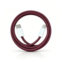 Cable Trenzado de Nailon Color Borgoña, Cable de Carga Rápida PD de 60 W, Cable de Datos USB C a USB C, Carga Rápida para iPhone 18