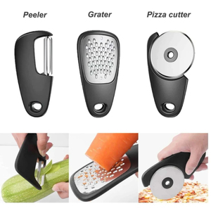 Stackable Kitchen Gadgets 6 Piece Melon Grater Herb Cutter Garlic Grater Can Opener Cheese Grater Pizza Cutter - Product Image 5