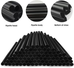 Pailles noires pour boba, pailles à boire en plastique jetables emballées individuellement, 0,4 " x 9 ", idéales pour le bubble tea, les smoothies et les milkshakes - Product Image 4