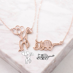 สร้อยคอชื่อสั่งทำส่วนตัว สแตนเลสสตีล สร้อยคอพร้อมลายวาดของเด็ก - Product Image 5